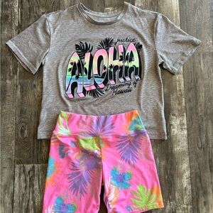 Justice Aloha Pajama Set - Gray and Pink